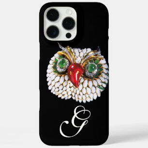 JEWEL OWL MONOGRAM ,Gold,Green Emerald ,opale iPhone 16 Pro Max Case
