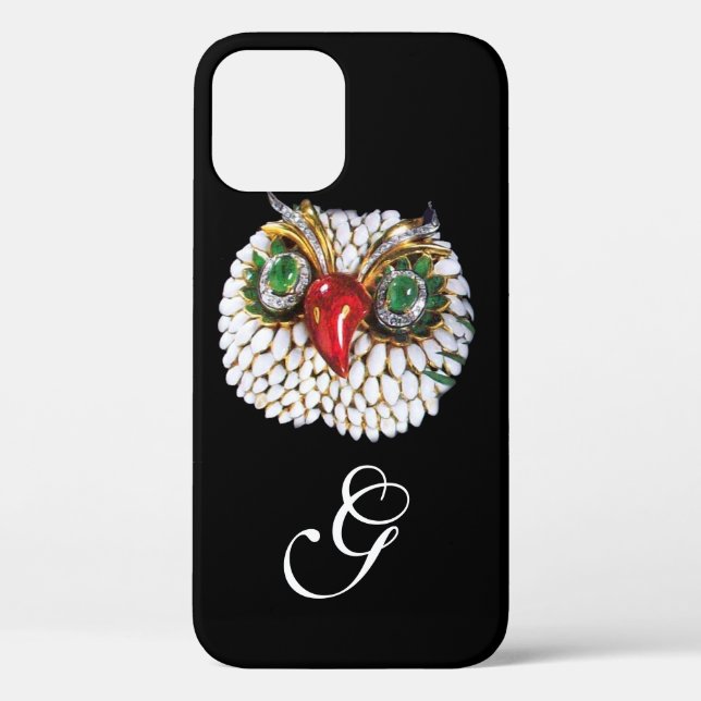 JEWEL OWL MONOGRAM ,Gold,Green Emerald ,opale Case-Mate iPhone Case (Back)