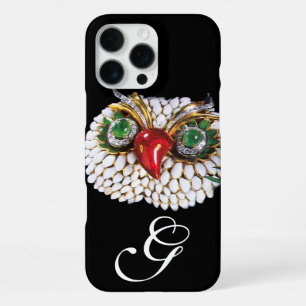 JEWEL OWL MONOGRAM ,Gold,Green Emerald ,opale iPhone 16 Pro Max Case