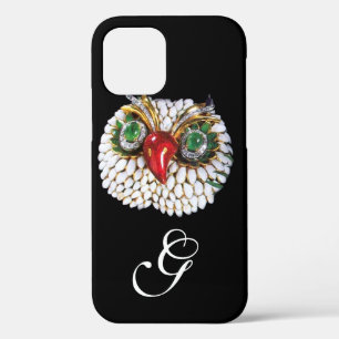 JEWEL OWL MONOGRAM ,Gold,Green Emerald ,opale iPhone Case