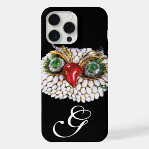 JEWEL OWL MONOGRAM ,Gold,Green Emerald ,opale iPhone Case