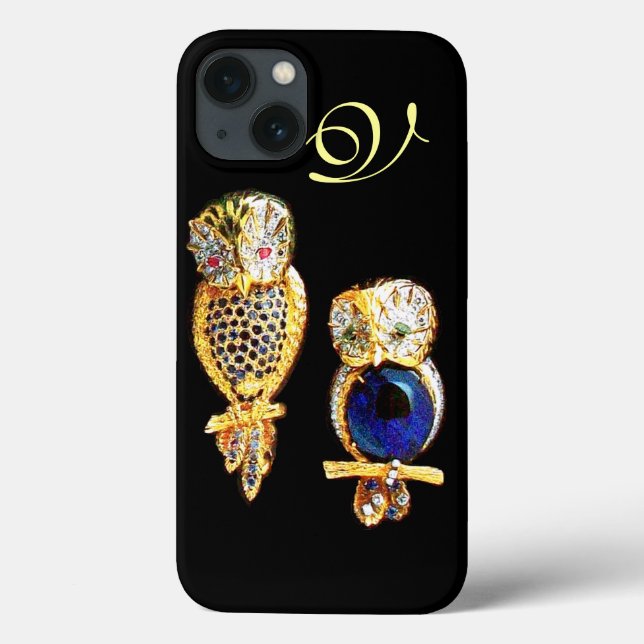 JEWEL OWLS,Gold, Blue Sapphire ,Topaz Case-Mate iPhone Case (Back)