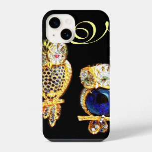 JEWEL OWLS,Gold, Blue Sapphire ,Topaz White Pearl iPhone 14 Case