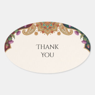 Jewel Paisley Thank You Wedding Sticker