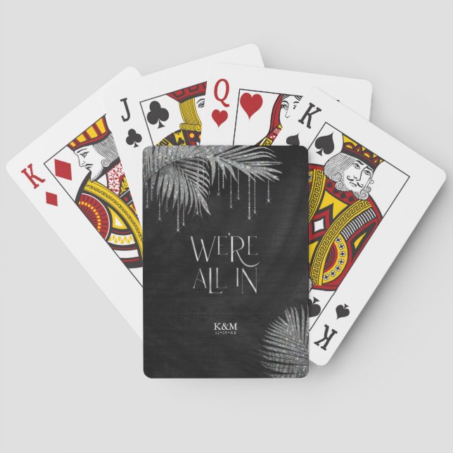 Jewel Palm Leaf Wedding All In Silver ID830 Playing Cards (Back)