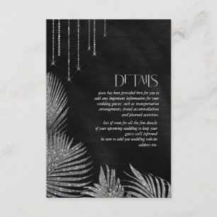 Jewel Palm Leaf Wedding Details Silver ID830 Enclosure Card