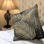 Jewel Palm Leaf Wedding Gold ID830 Cushion<br><div class="desc">Opt for an Old Hollywood glam look by using the pieces in this wedding suite as shown, with jewels cascading off the diamond-encrusted palm leaves, or delete the jewel layers for a slightly more conservative look. This set features leaves in shimmering gold against a textured background the rich colour of...</div>