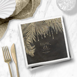 Jewel Palm Leaf Wedding Gold ID830 Napkin