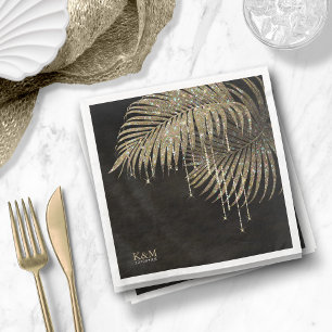 Jewel Palm Leaf Wedding Gold ID830 Napkin