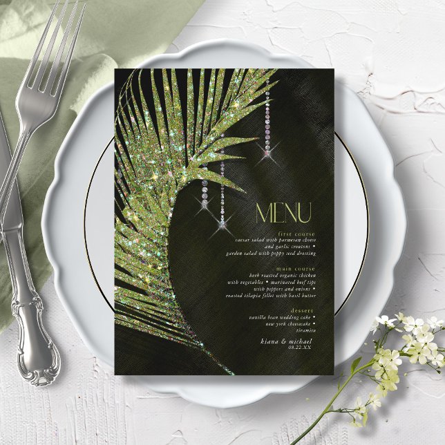 Jewel Palm Leaf Wedding Green ID830 Menu (Creator Uploaded)