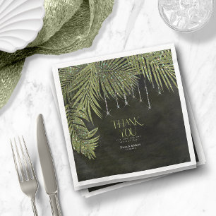 Jewel Palm Leaf Wedding Green ID830 Napkin