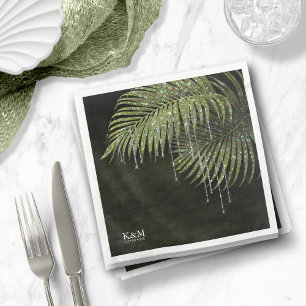 Jewel Palm Leaf Wedding Green ID830 Napkin