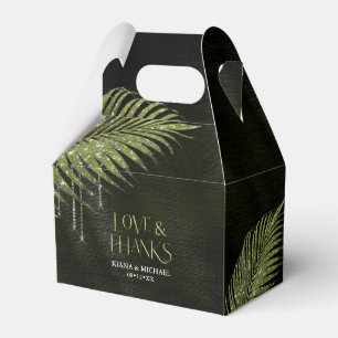 Jewel Palm Leaf Wedding Green V2 ID830 Favour Box