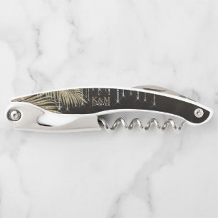Jewel Palm Leaf Wedding Party Gold ID830 Corkscrew