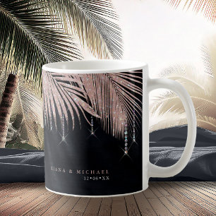 Jewel Palm Leaf Wedding Rose Gold/Navy ID830 Coffee Mug