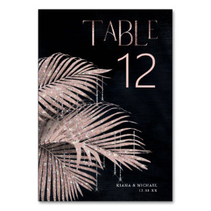 Jewel Palm Leaf Wedding Rose Gold/Navy ID830 Table Number