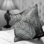 Jewel Palm Leaf Wedding Silver ID830 Cushion<br><div class="desc">Opt for an Old Hollywood glam look by using the pieces in this wedding suite as shown, with jewels cascading off the diamond-encrusted palm leaves or delete the jewel layers for a slightly more conservative look. This set features leaves in shimmering silver against a dark charcoal, textured background. The throw...</div>