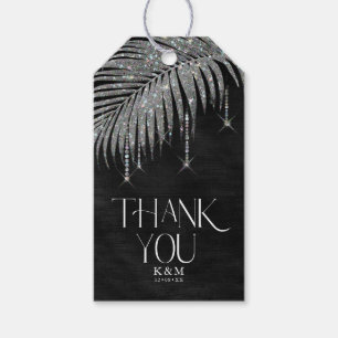 Jewel Palm Leaf Wedding Silver ID830 Gift Tags
