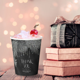 Jewel Palm Leaf Wedding Silver ID830 Paper Cups