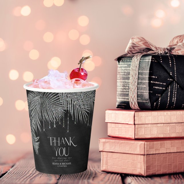 Jewel Palm Leaf Wedding Silver ID830 Paper Cups (Creator Uploaded)