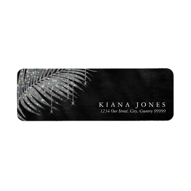 Jewel Palm Leaf Wedding Silver ID830 Return Address Label (Front)