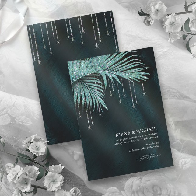 Jewel Palm Leaf Wedding Teal ID830 (Creator Uploaded)