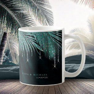 Jewel Palm Leaf Wedding Teal ID830 Coffee Mug