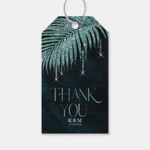 Jewel Palm Leaf Wedding Teal ID830 Gift Tags