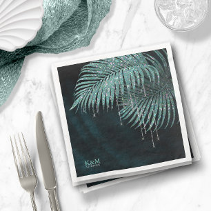 Jewel Palm Leaf Wedding Teal ID830 Napkin