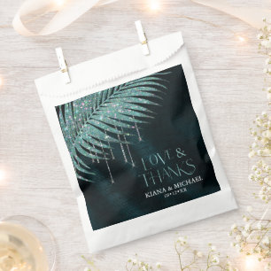 Jewel Palm Leaf Wedding Teal Love Thanks ID830 Favour Bag