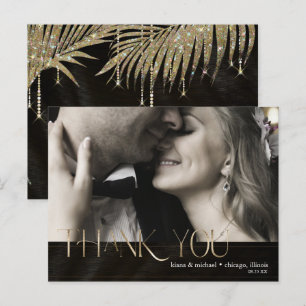 Jewel Palm Leaf Wedding Thank You Gold ID830  Announcement Postcard