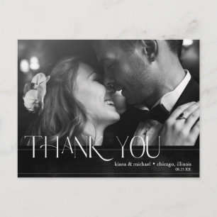 Jewel Palm Leaf Wedding Thank You Silver ID830 Announcement Postcard