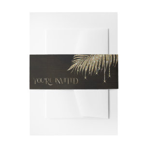 Jewel Palm Leaf You're Invited Gold ID830 Invitation Belly Band