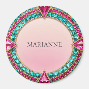 Jewel Pink and Turquoise Magnet