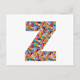 Jewel Stone Studded Alpha ZZZ z ZZ  Birthday Gifts Postcard