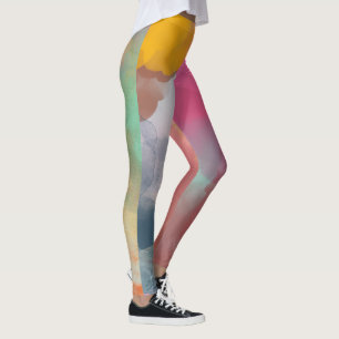 Jewel Tone Abstract Fine Art Watercolor Leggings