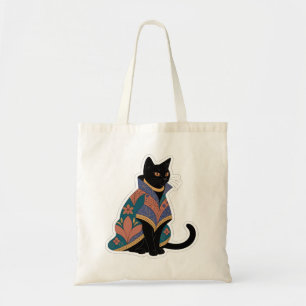 Jewel Tone Botanical Cat Tote Bag