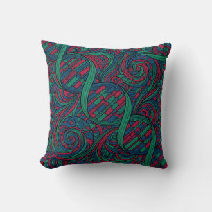Jewel Tone DNA Double Helix Throw Pillow