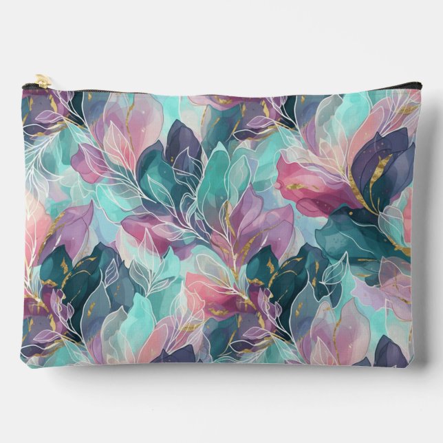 Jewel Tone Floral Accessory Pouch (Front)