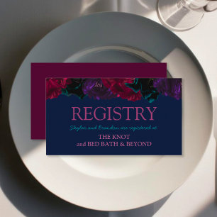 Jewel tone Floral Wedding Registry Enclosure Card