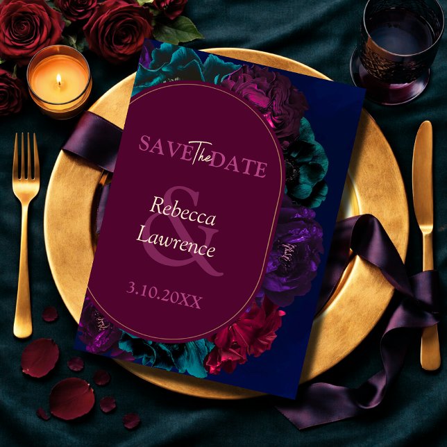 Jewel tone floral wedding save the date (Creator Uploaded)