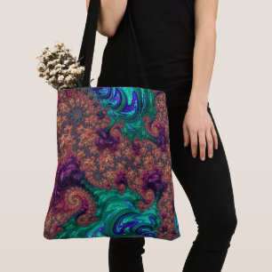 Jewel Tone Fractal Tote Bag