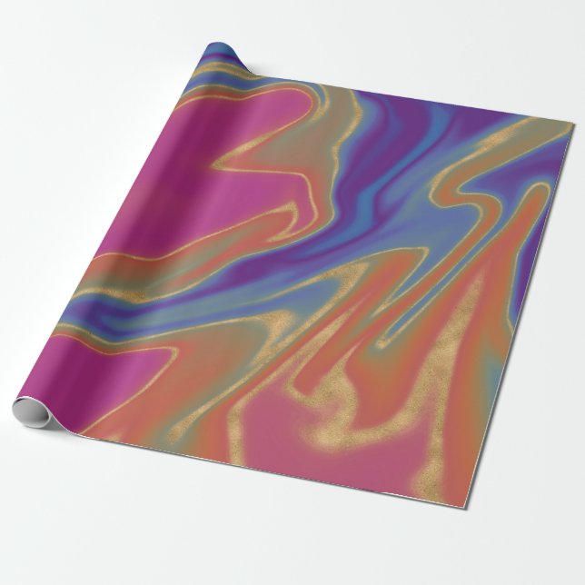 Jewel tone marble effect gift wrap (Unrolled)