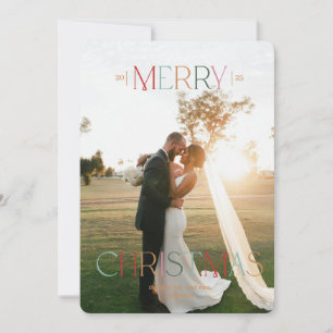 Jewel Tone Married Newlywed Christmas Card