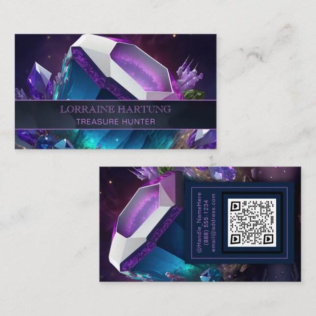 Jewel Tone Nebula Aquatic Turquoise Mystic Crystal Business Card (Front/Back)