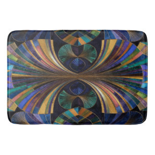 Jewel Tone Peacock Blue Purple Gold Art Deco Bath Mat