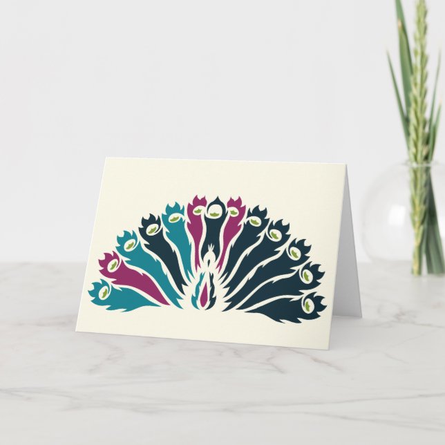 Jewel Tone Peacock (Fan) Notecard (Front)