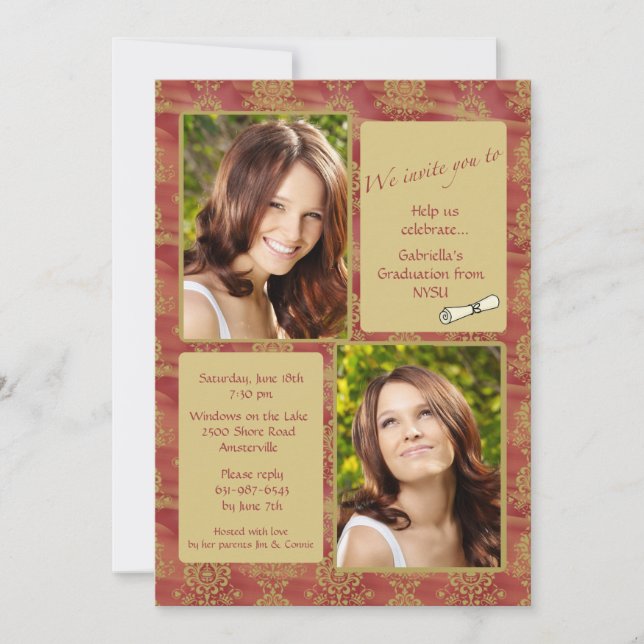 Jewel-tone Photo Graduation Invitation (Front)
