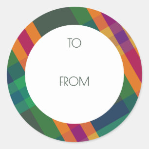 Jewel Tone Plaid To From Gift Classic Round Sticker