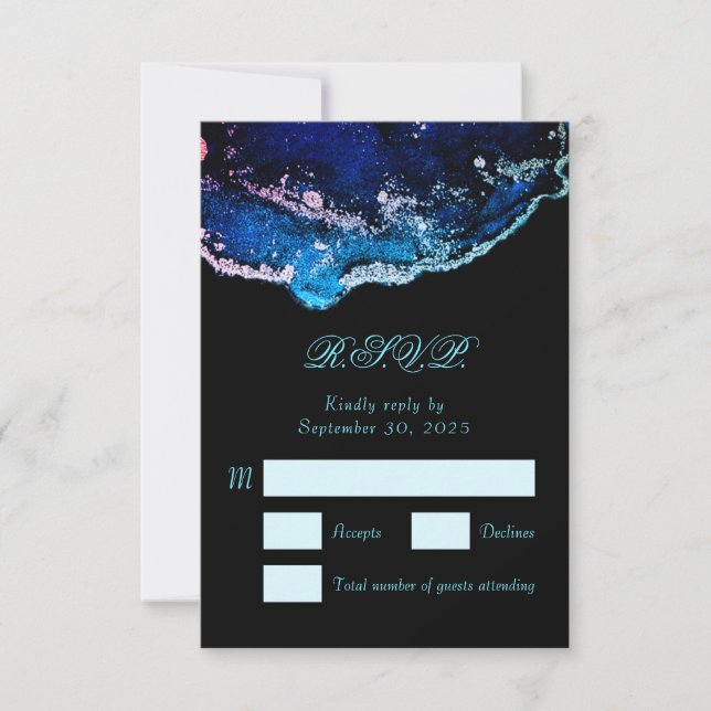 Jewel-Tone Purple Blue Wedding RSVP Card (Front)